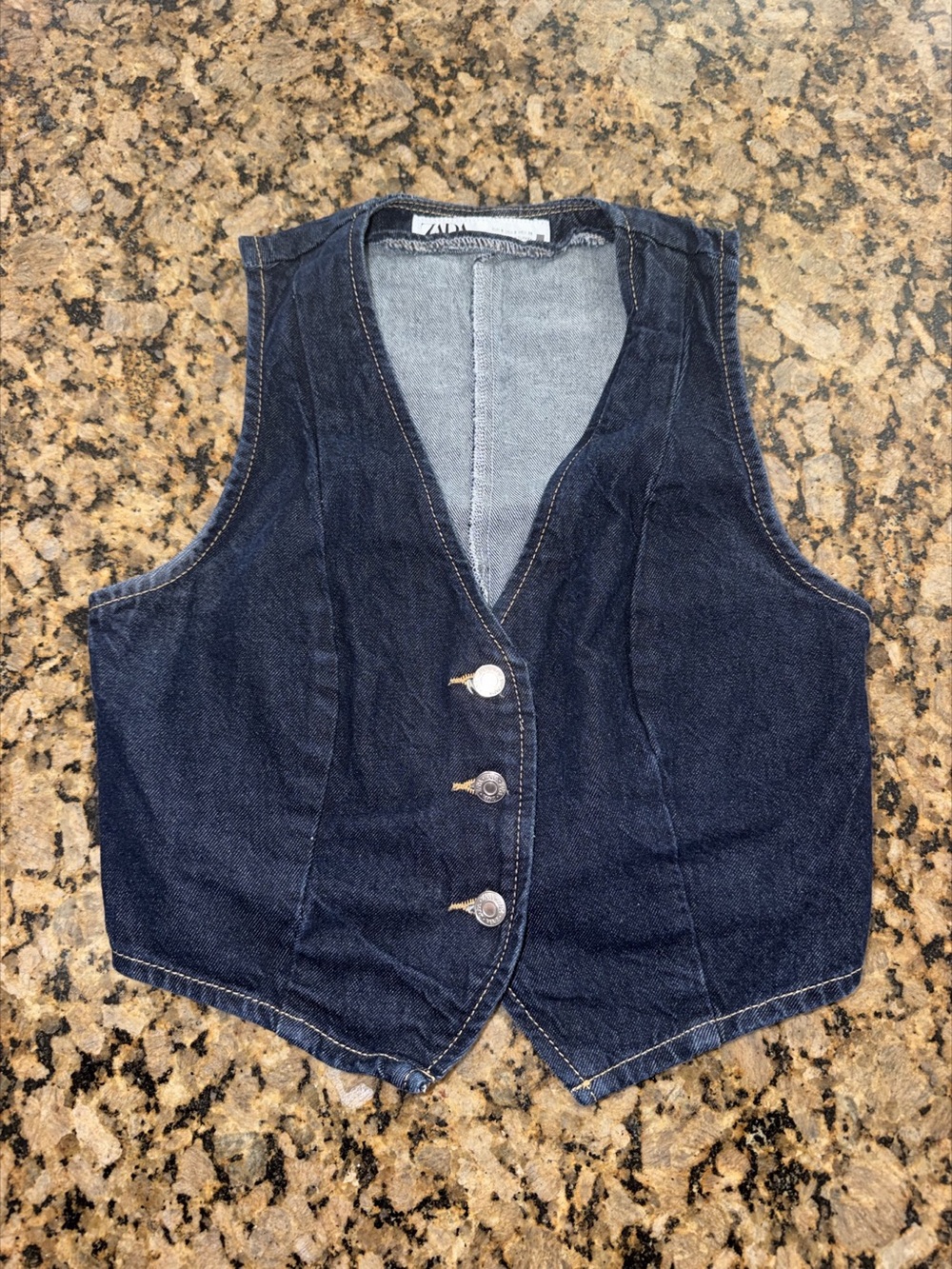 Zara Denim Crop Vest in Blue Size Medium